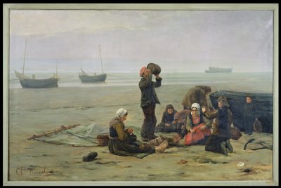 Warten auf den Fisch, Berck-sur-Mer von Charles Emmanuel Joseph Roussel